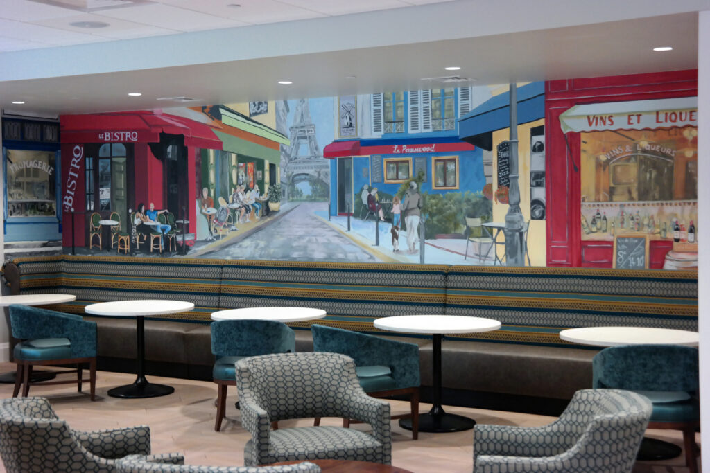 Pennswood Village Bistro Paris Mural | Dubus Studio